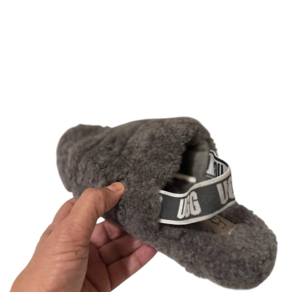 UGG Slippers Fluff Yeah Slides Fuzzy with Strap... Cozy Furry Slipper